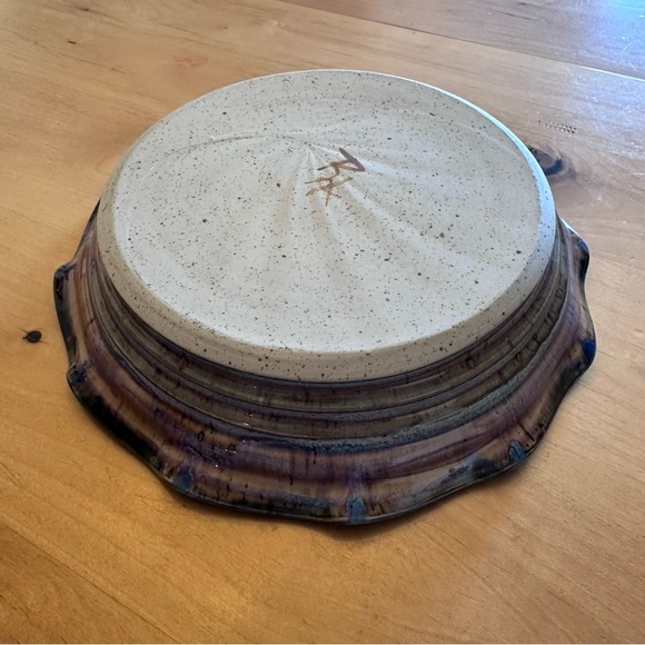 Handcrafted Blue and Brown Pottery Pie Pan or Bowl - Picture 7 of 10